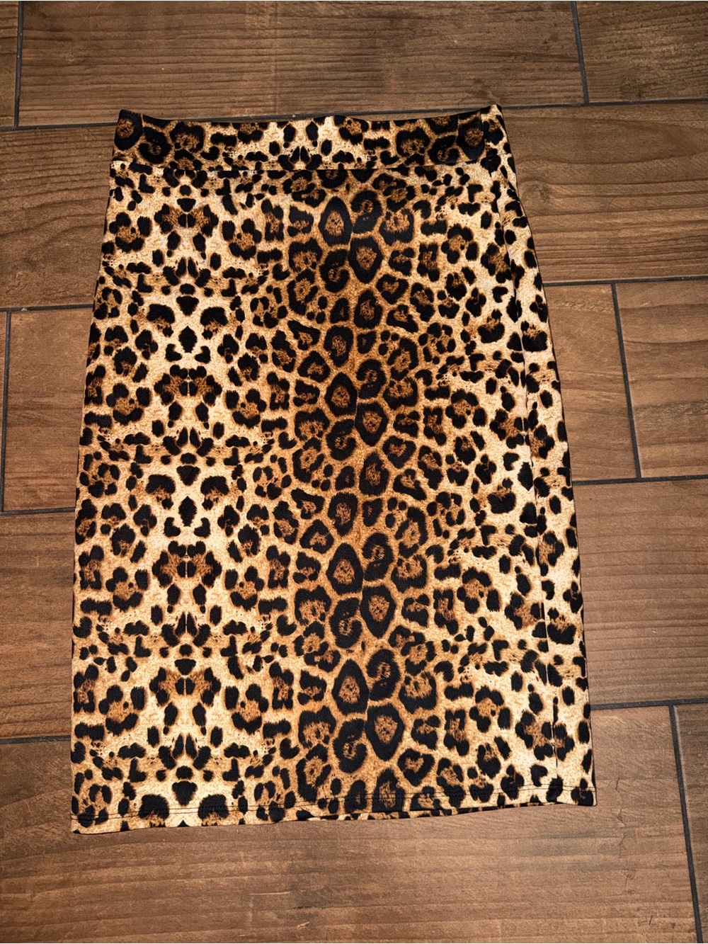 Leopard Print Pencil Skirt - Brown/Black